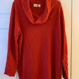 Red cowl neck sweater